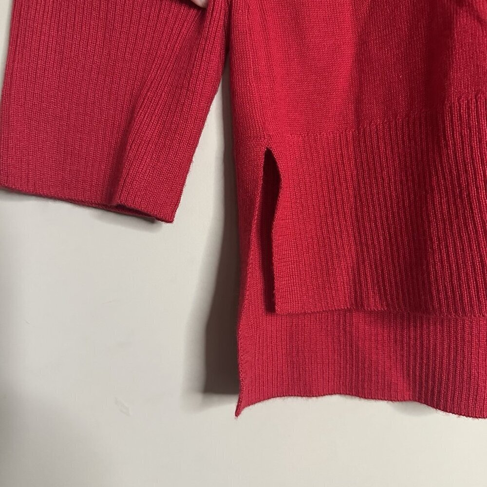 Talbots 100% Merino Wool Red Mock Neck Sweater Women Petite XL PXL Tunic Ribbed - Picture 5 of 8